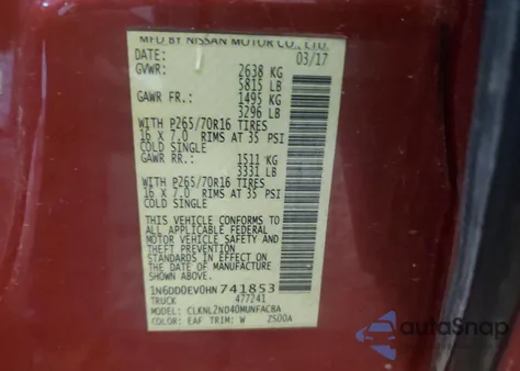 2017 Nissan Frontier S from USA, damaged, VIN 1N6DD0EV0HN741853